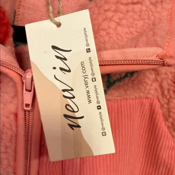 Pink Sherpa Jacket with Red Cherry Print - Picture 4 of 11